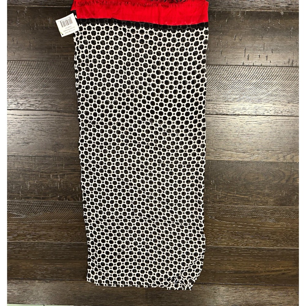 Vera Bradley Soft Fringe Geometric Scarf Black White Red 13558-217